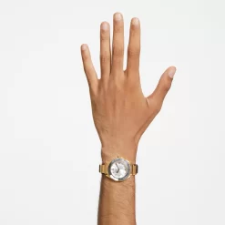 Swarovski 37mm Watch Swiss Made, Metal Bracelet, Gold Tone, Gold-tone Finish