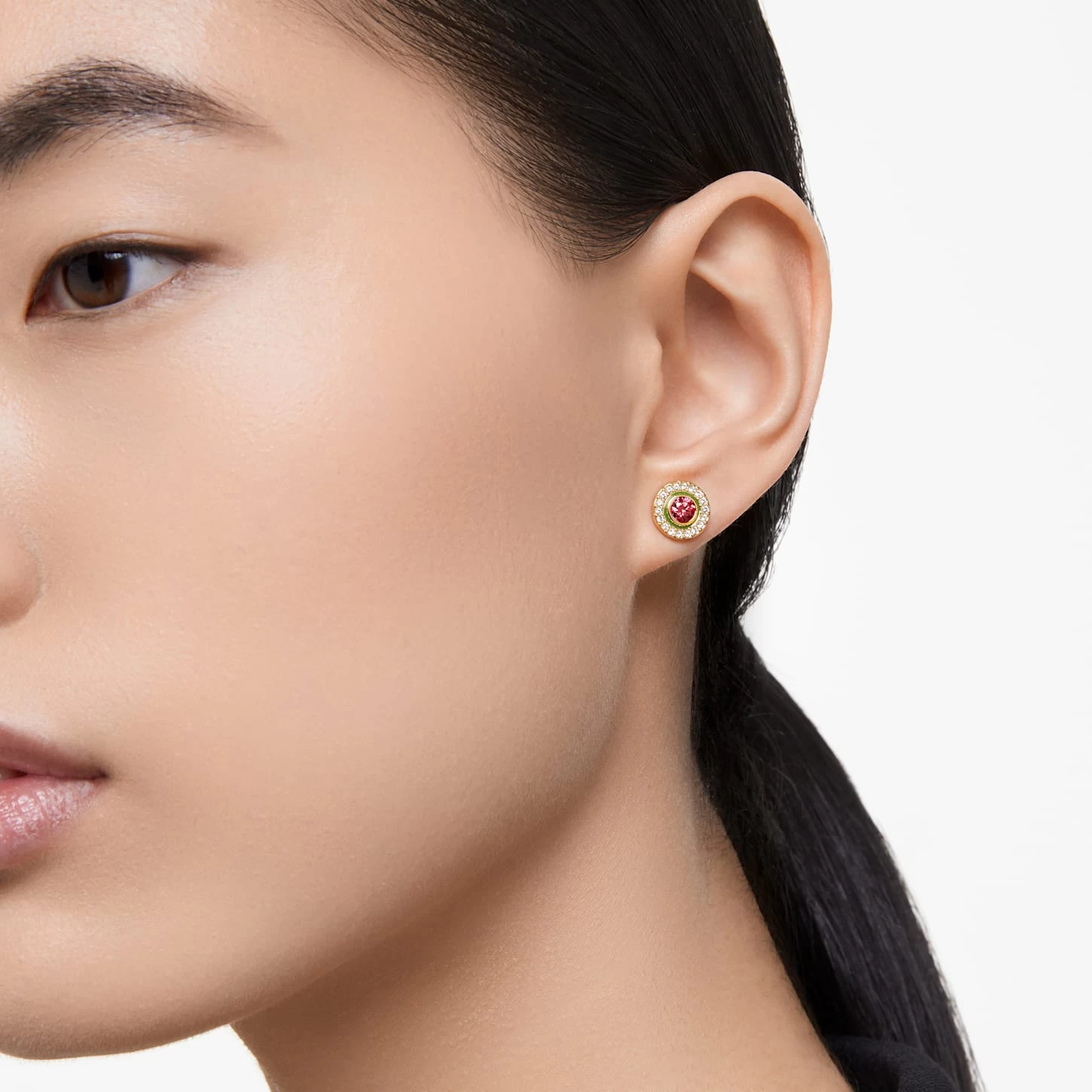 Swarovski Alea Drop Earrings Asymmetrical Design, Multicolored, Gold-tone Plated - Image 6