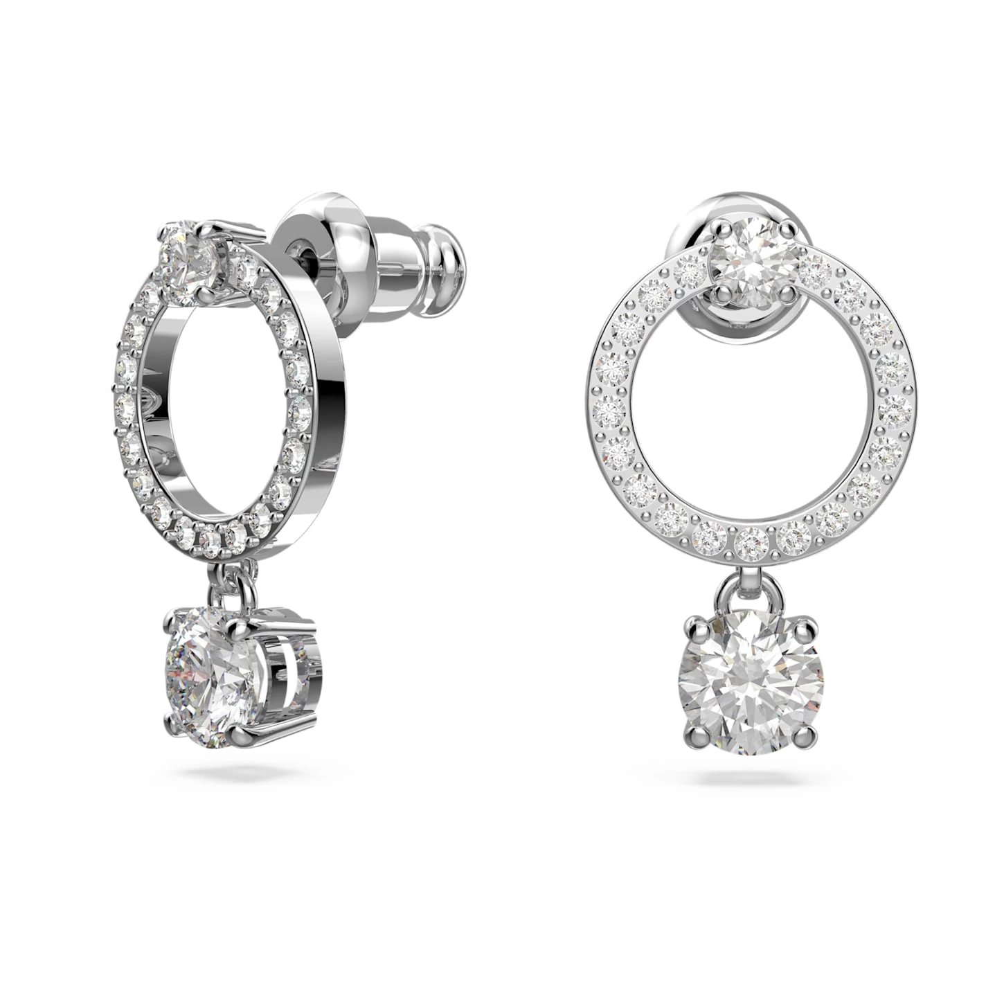Swarovski Attract Hoop Earrings Round Cut, White, Rhodium Plated - Image 3