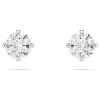 Swarovski Attract Stud Earrings Round Cut, White, Rhodium Plated