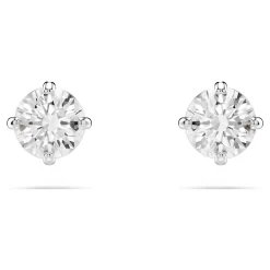 Swarovski Attract Stud Earrings Round Cut, White, Rhodium Plated