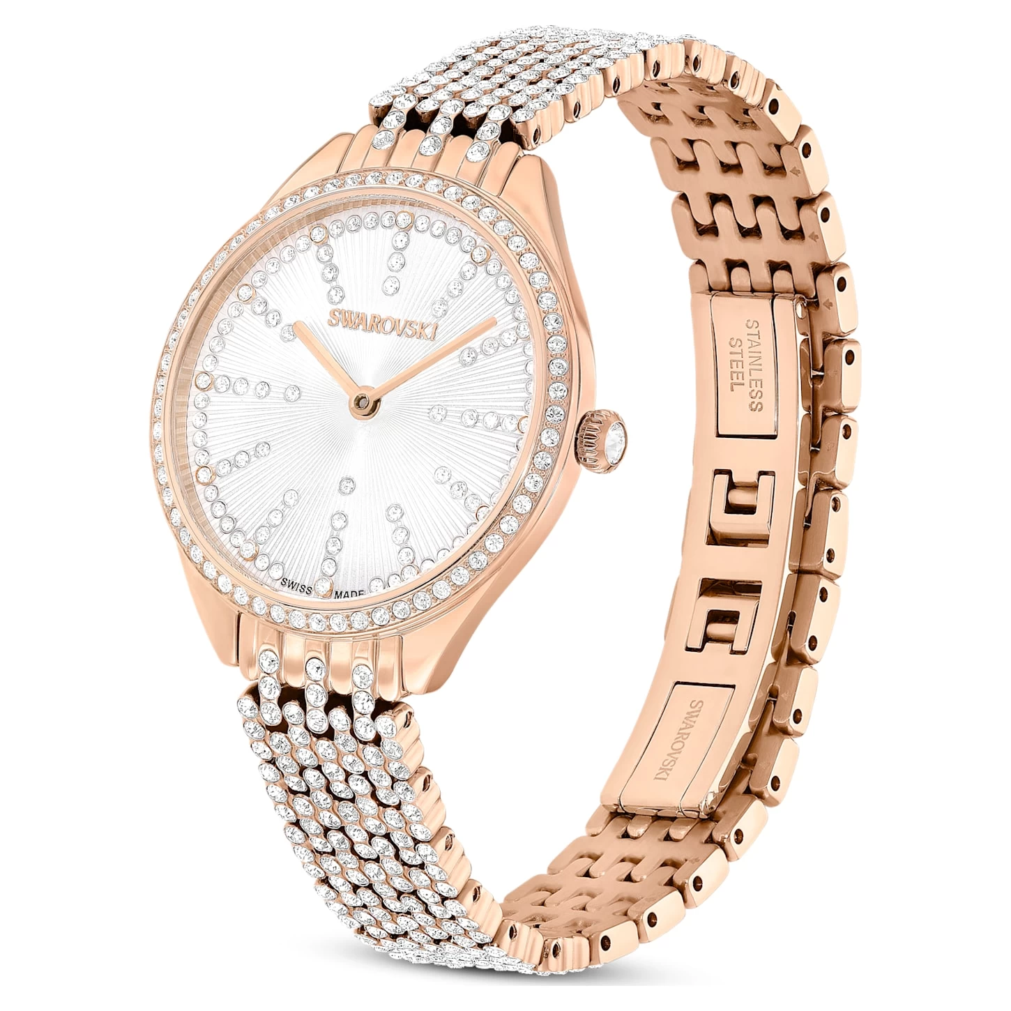 Swarovski Attract Watch Swiss Made, Full Pavé, Metal Bracelet, Rose Gold Tone, Rose Gold-tone Finish - Image 3