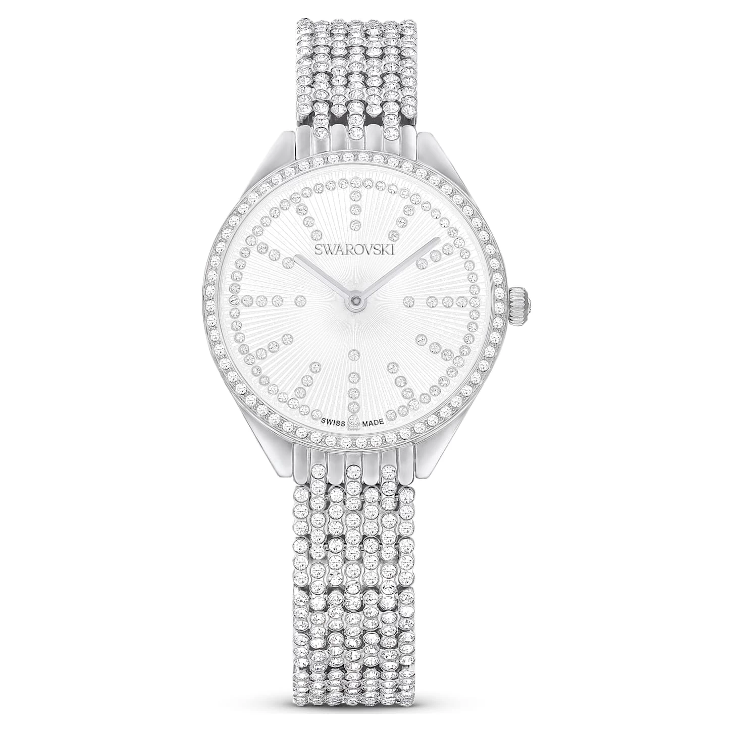 Swarovski Attract Watch Swiss Made, Full Pavé, Metal Bracelet, Silver Tone, Stainless Steel - Image 2