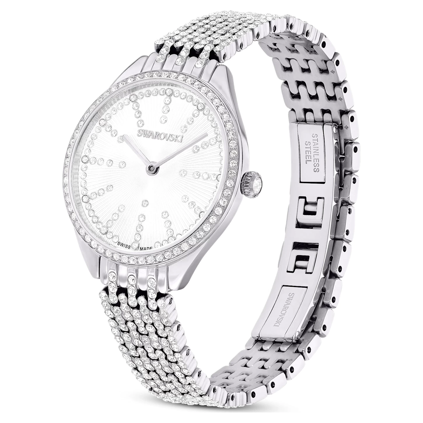 Swarovski Attract Watch Swiss Made, Full Pavé, Metal Bracelet, Silver Tone, Stainless Steel - Image 3