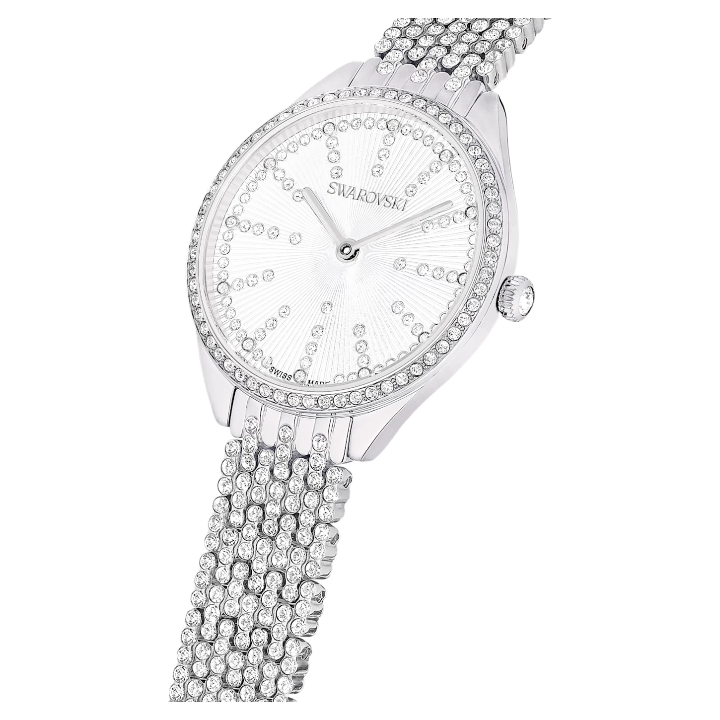 Swarovski Attract Watch Swiss Made, Full Pavé, Metal Bracelet, Silver Tone, Stainless Steel - Image 5