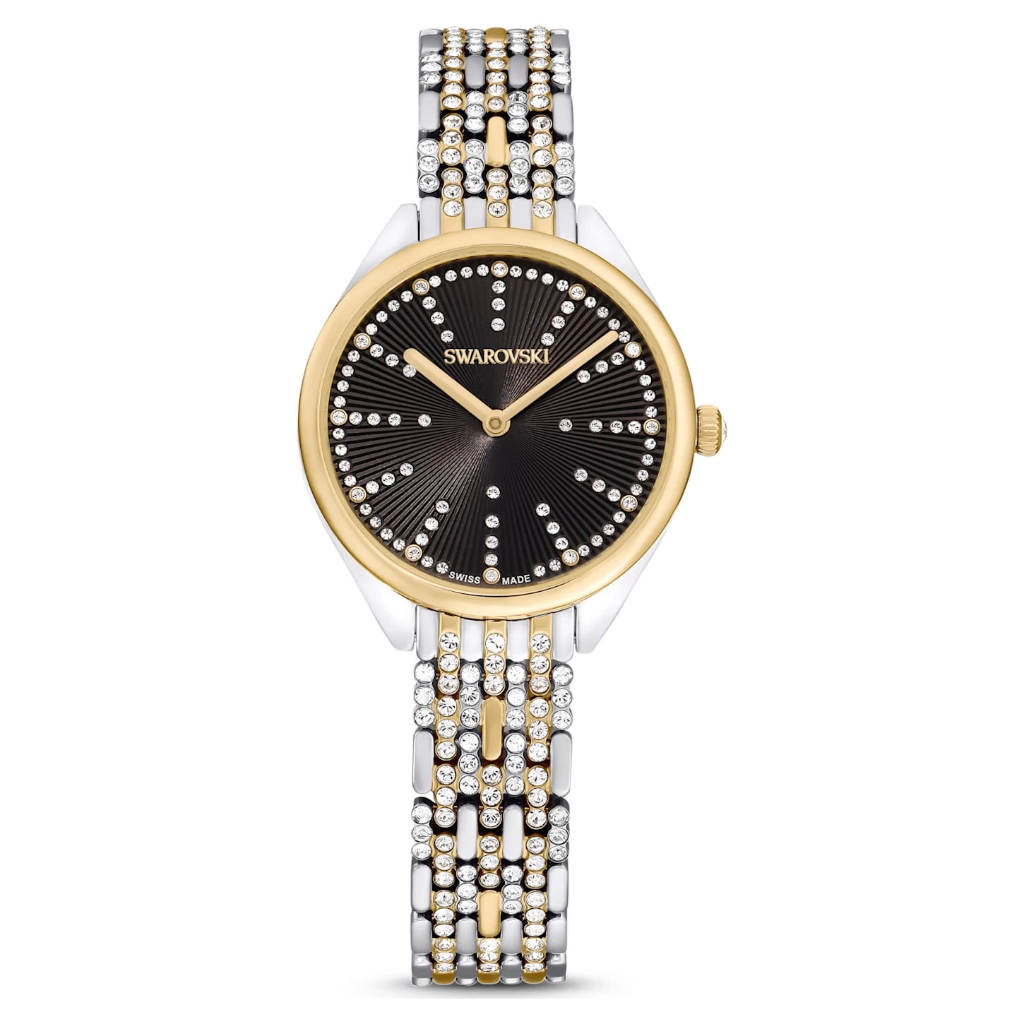 Swarovski Attract Watch Swiss Made, Pavé, Metal Bracelet, Black, Mixed Metal Finish