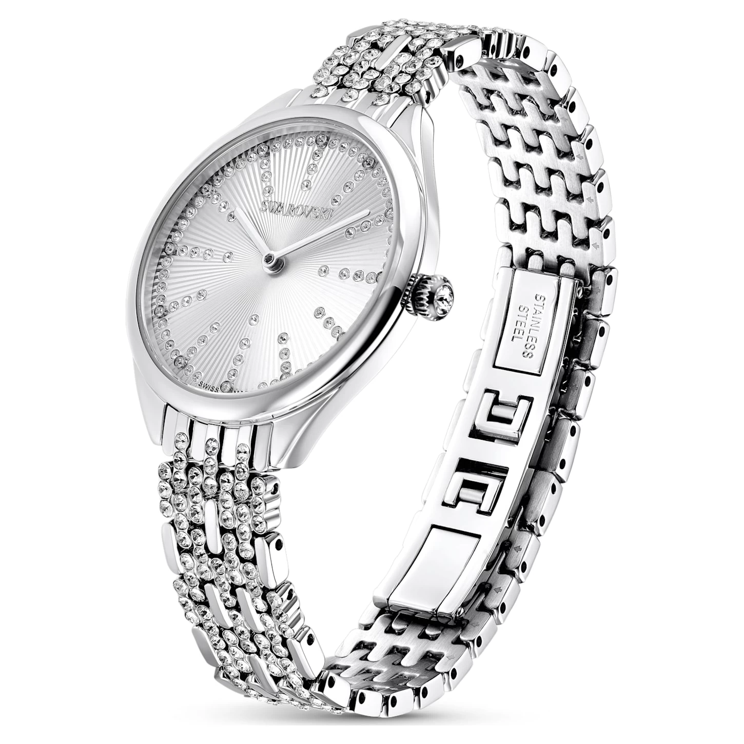 Swarovski Attract Watch Swiss Made, Pavé, Metal Bracelet, Silver Tone, Stainless Steel - Image 3