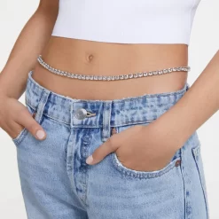 Swarovski Belt Square Cut, White, Rhodium Plated