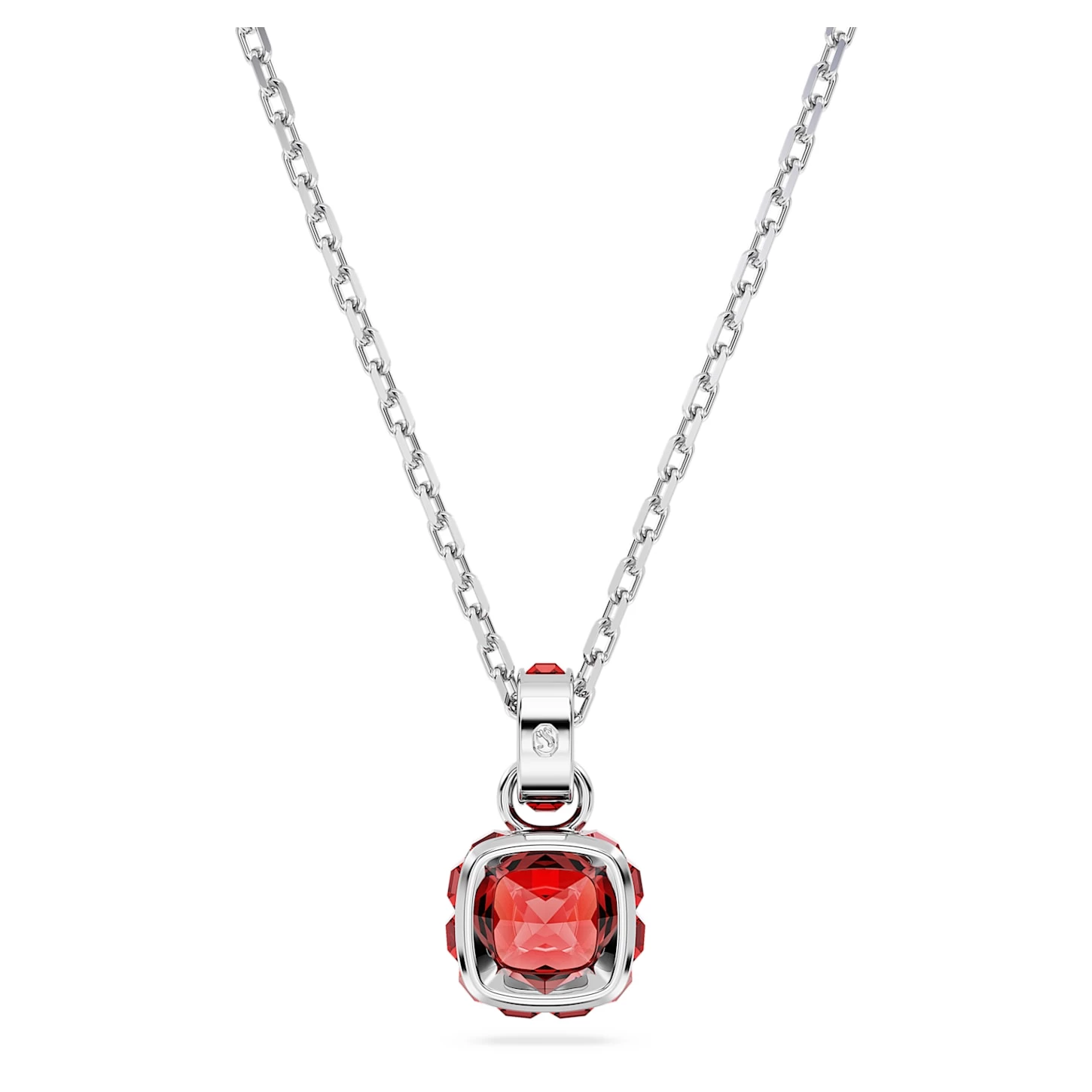 Swarovski Birthstone Pendant Square Cut, July, Red, Rhodium Plated - Image 5