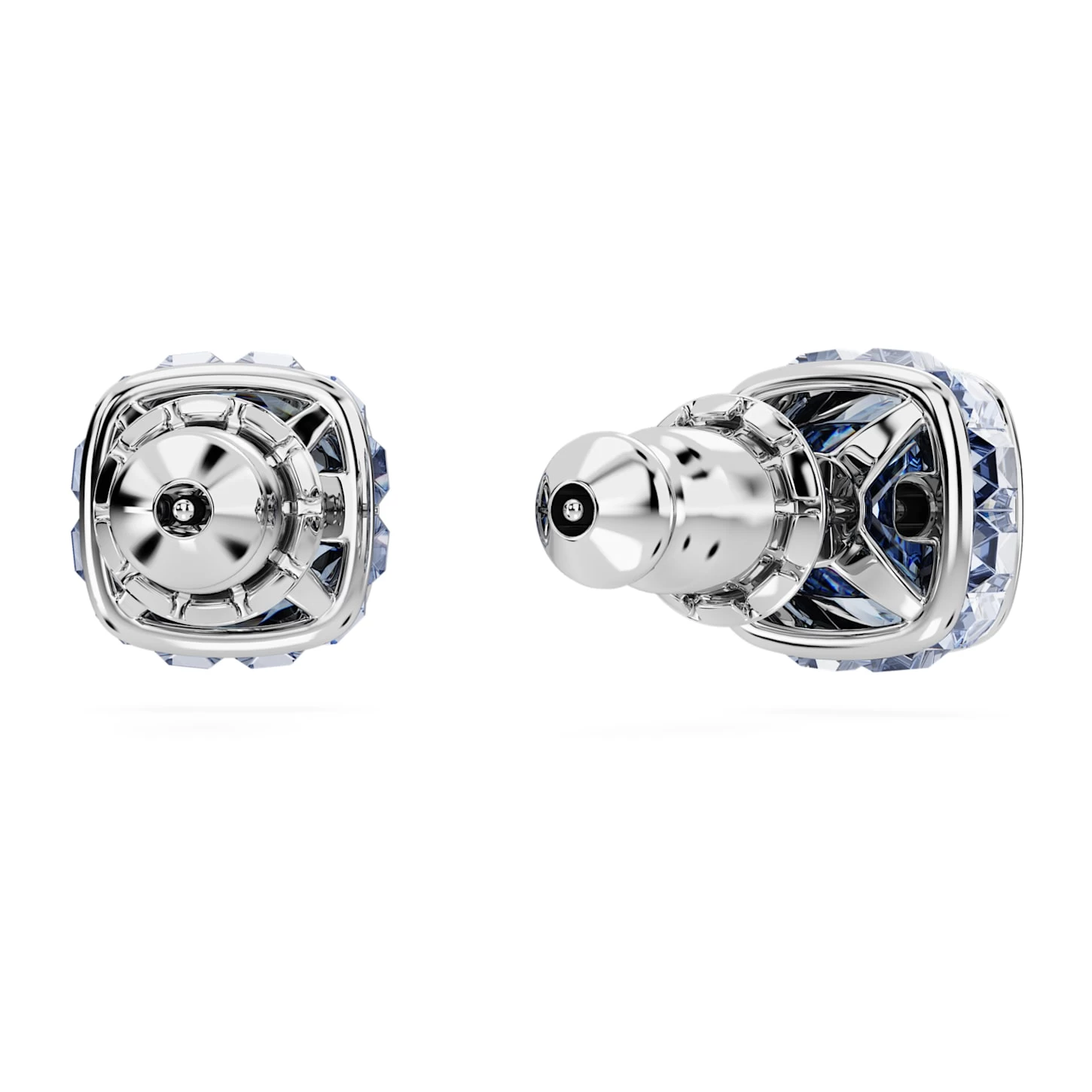Swarovski Birthstone Stud Earrings Square Cut, March, Blue, Rhodium Plated - Image 5