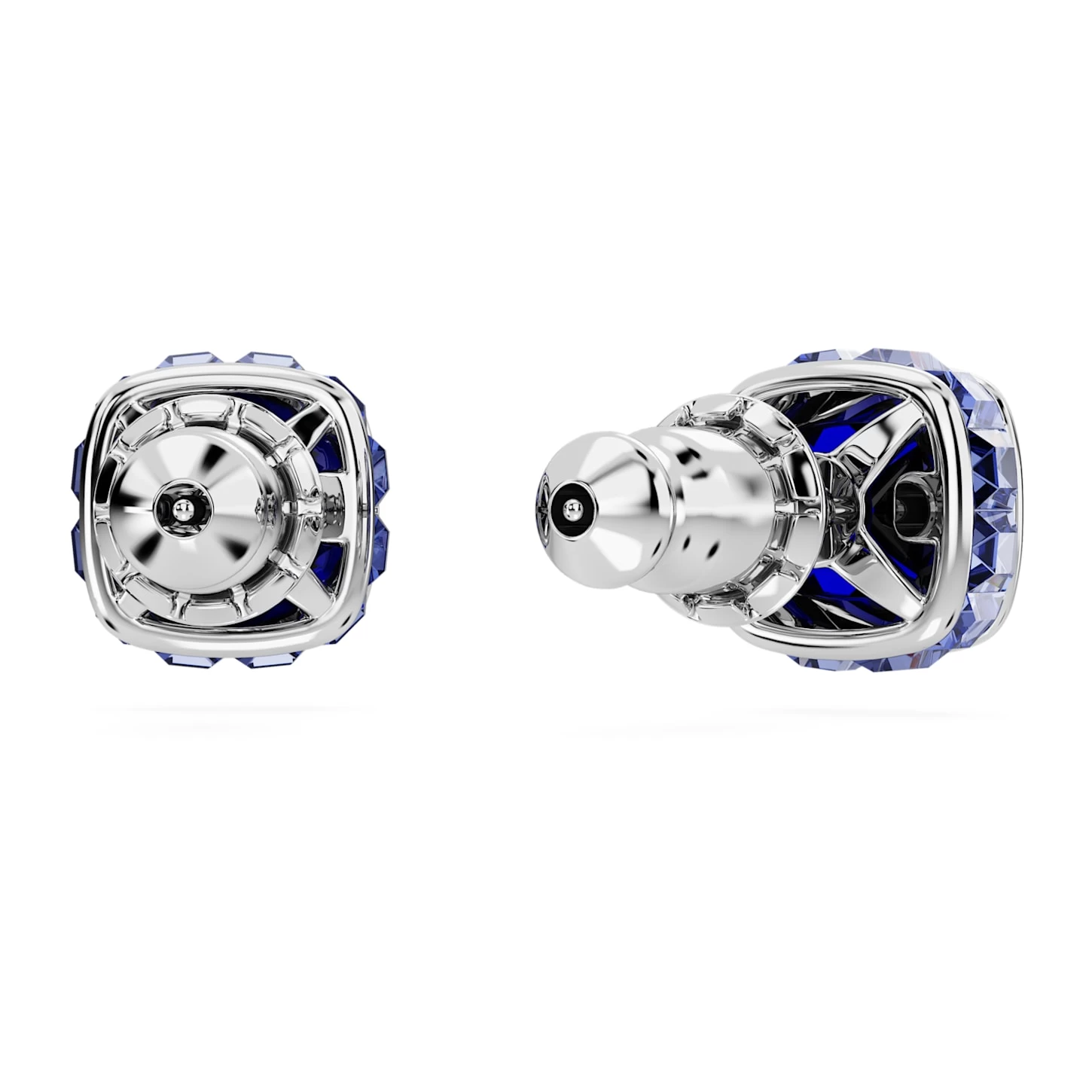 Swarovski Birthstone Stud Earrings Square Cut, September, Blue, Rhodium Plated - Image 5
