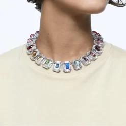 Swarovski Chroma Choker Oversized Crystals, Multicolored, Rhodium Plated