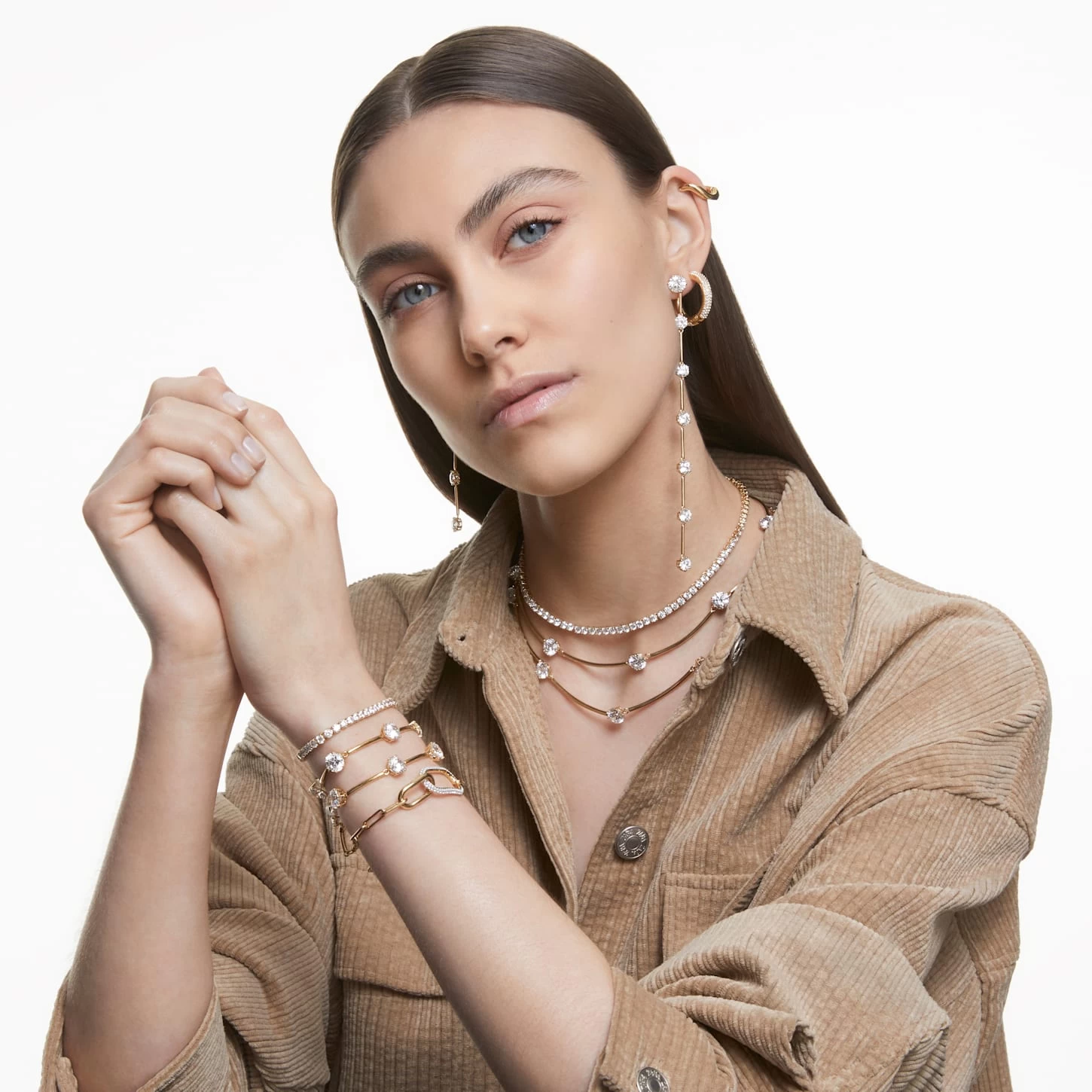 Swarovski Constella Choker Round Cut, White, Shiny gold-tone Plated - Image 5