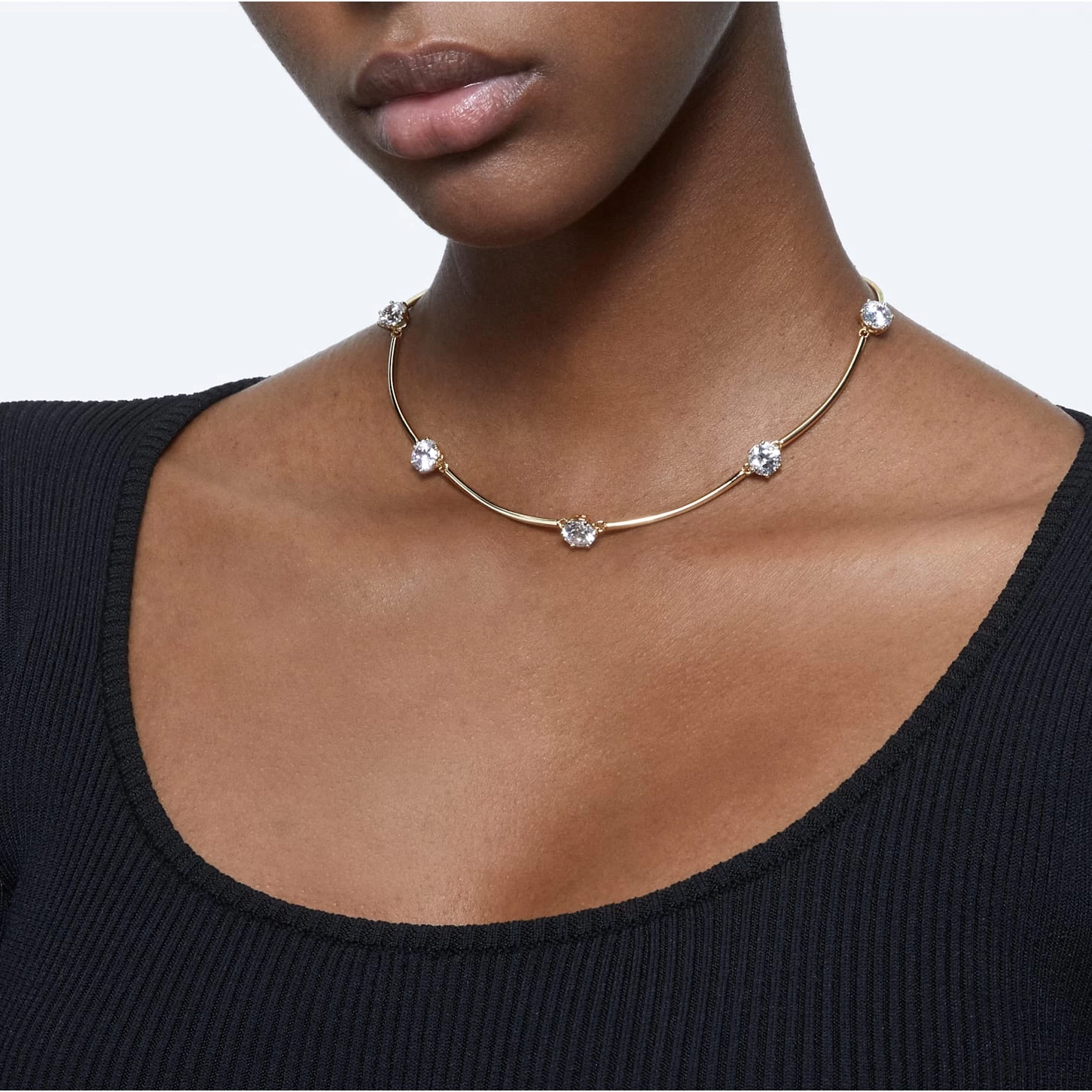 Swarovski Constella Choker Round Cut, White, Shiny gold-tone Plated