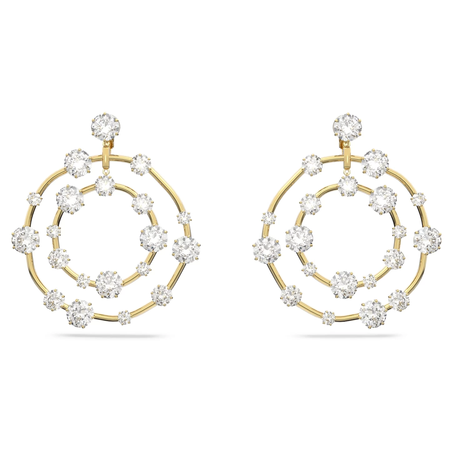Swarovski Constella Clip Earrings Round Cut, White, Gold-tone Plated - Image 2
