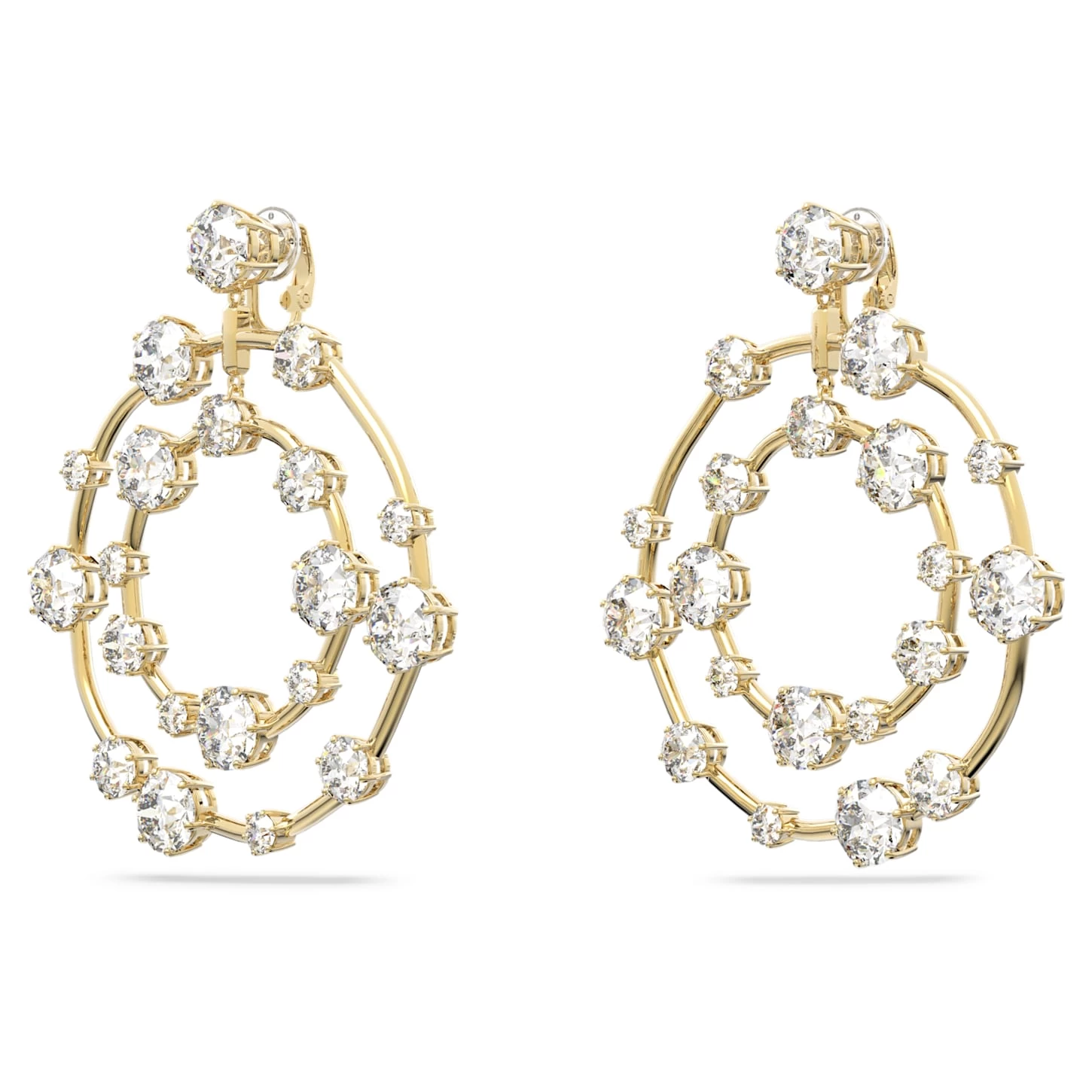 Swarovski Constella Clip Earrings Round Cut, White, Gold-tone Plated - Image 4