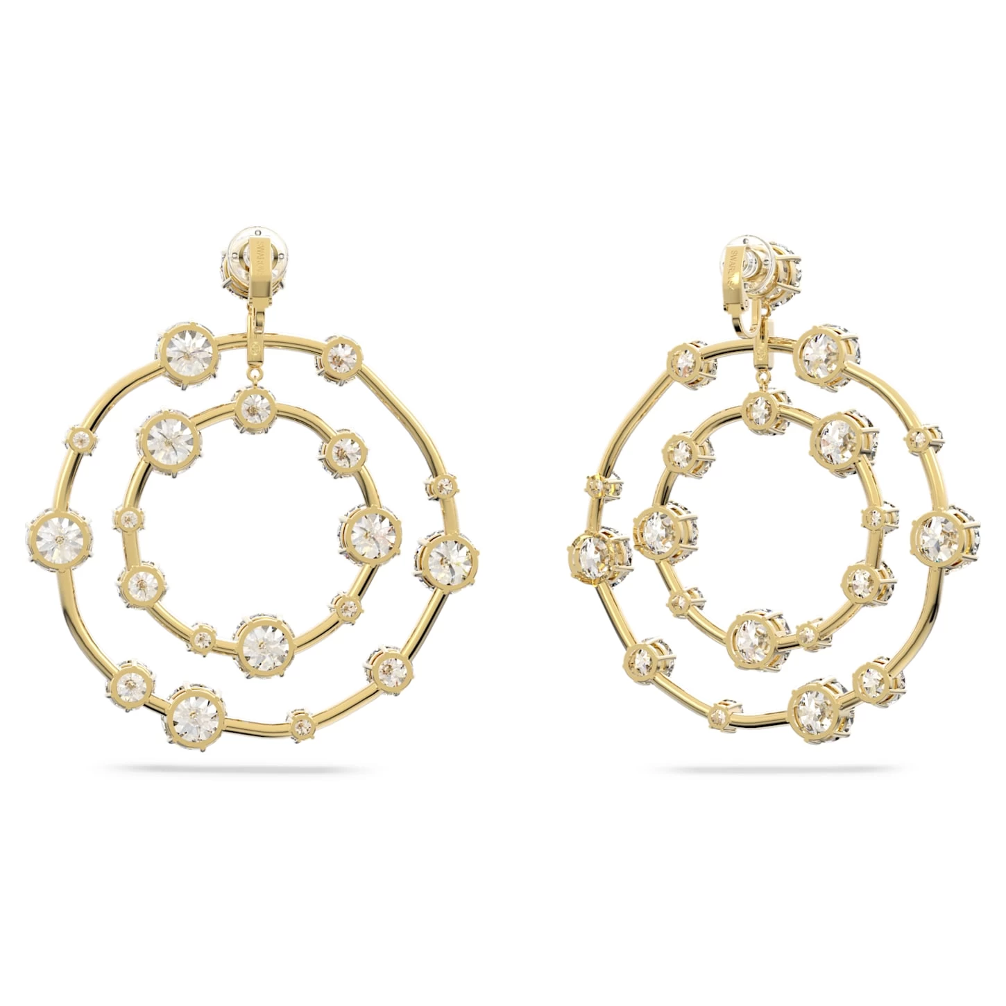 Swarovski Constella Clip Earrings Round Cut, White, Gold-tone Plated - Image 5
