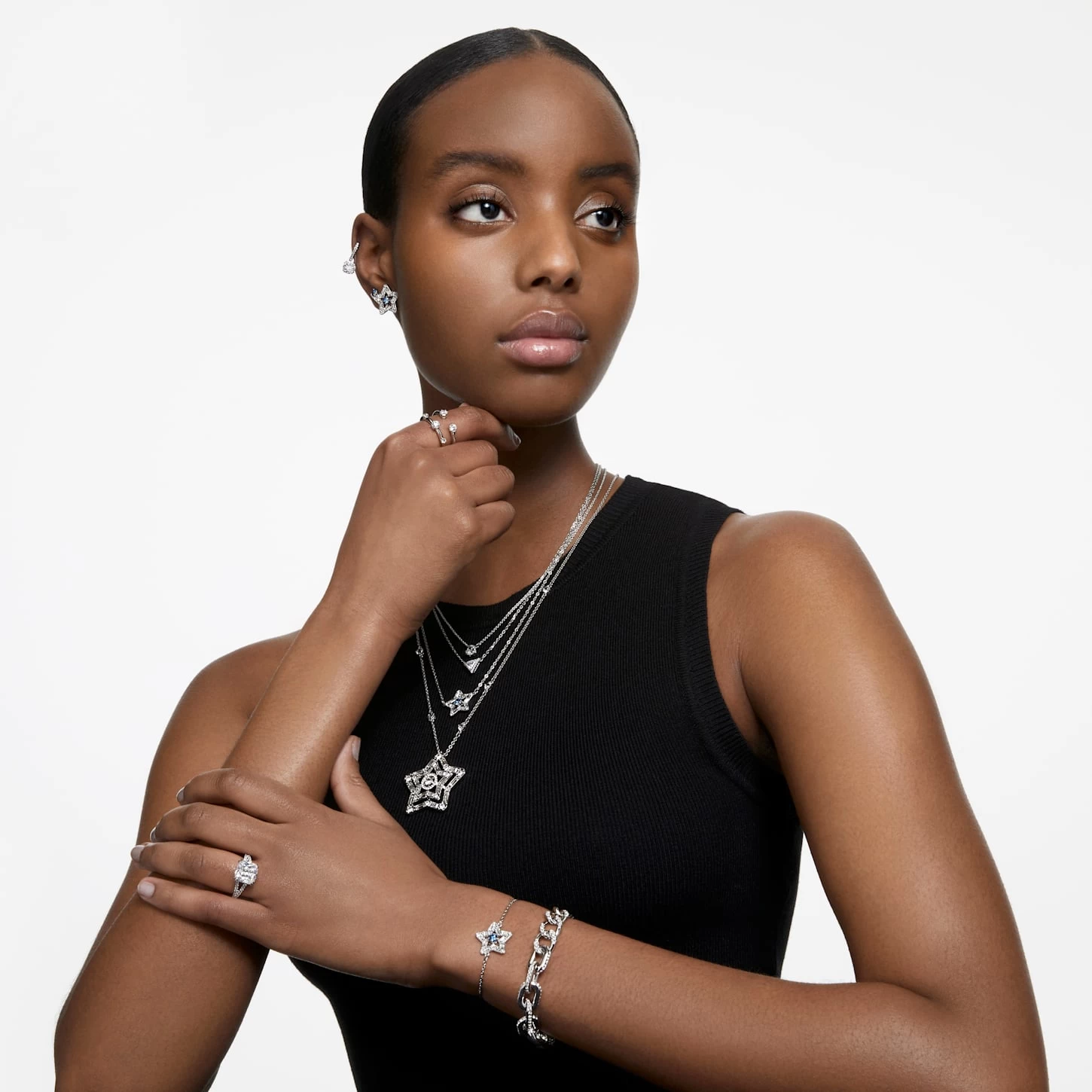 Swarovski Constella Cocktail Ring Square Cut, Pavé, White, Rhodium Plated - Image 5