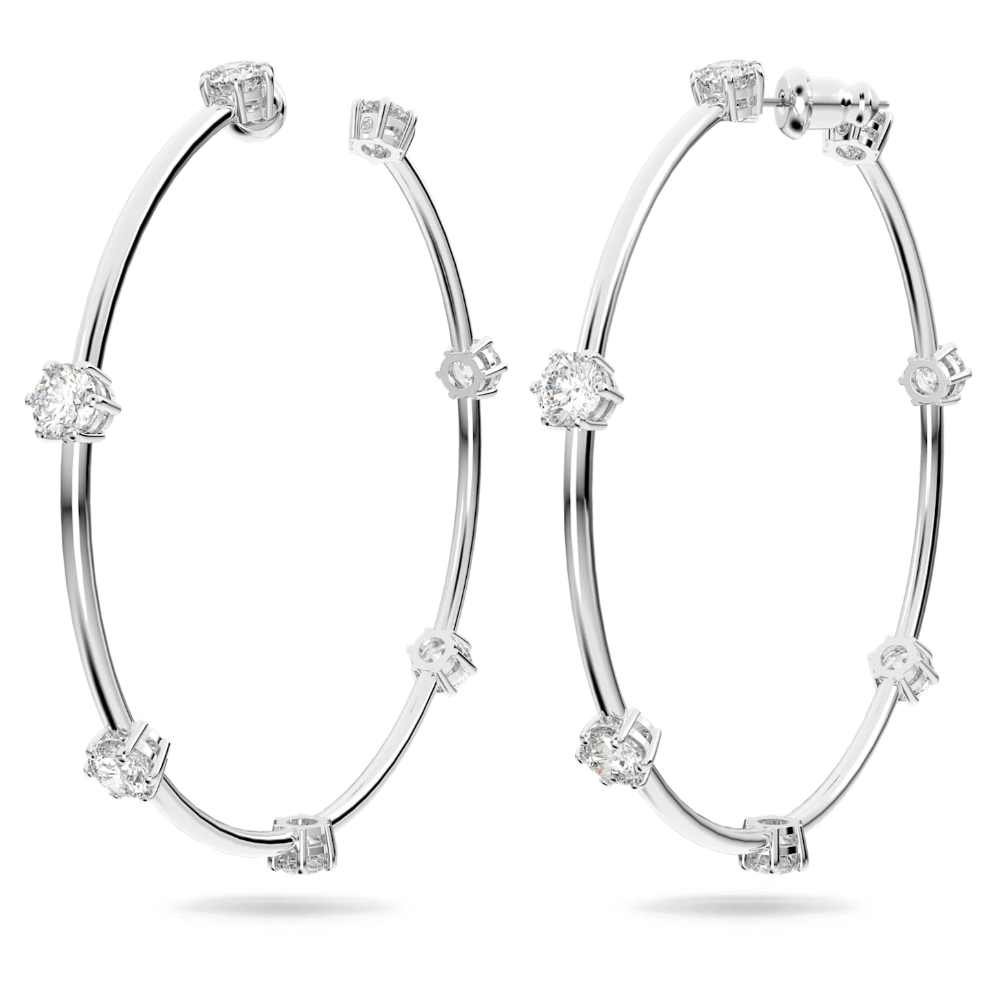 Swarovski Constella Hoop Earrings Round Cut, Small, White, Rhodium Plated - Image 3