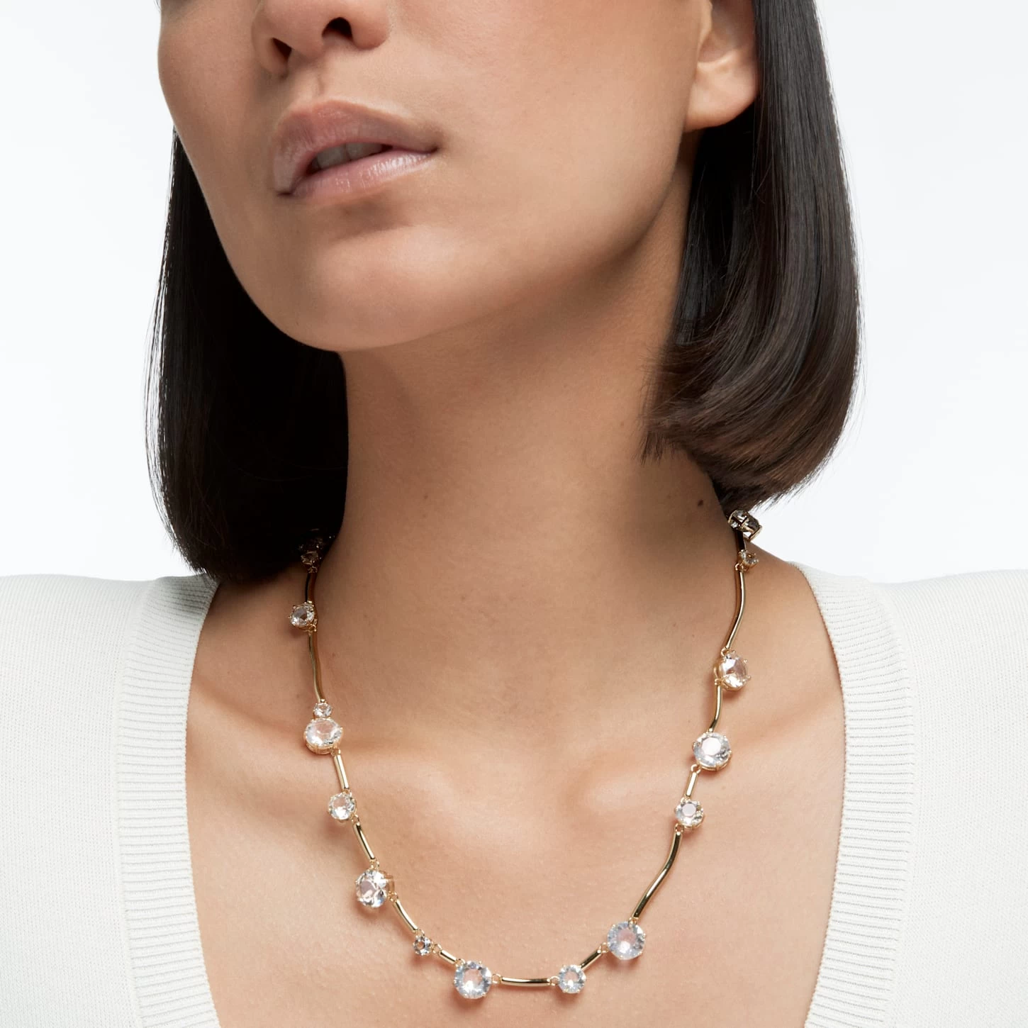 Swarovski Constella Necklace Mixed Round Cuts, White, Gold-tone Plated