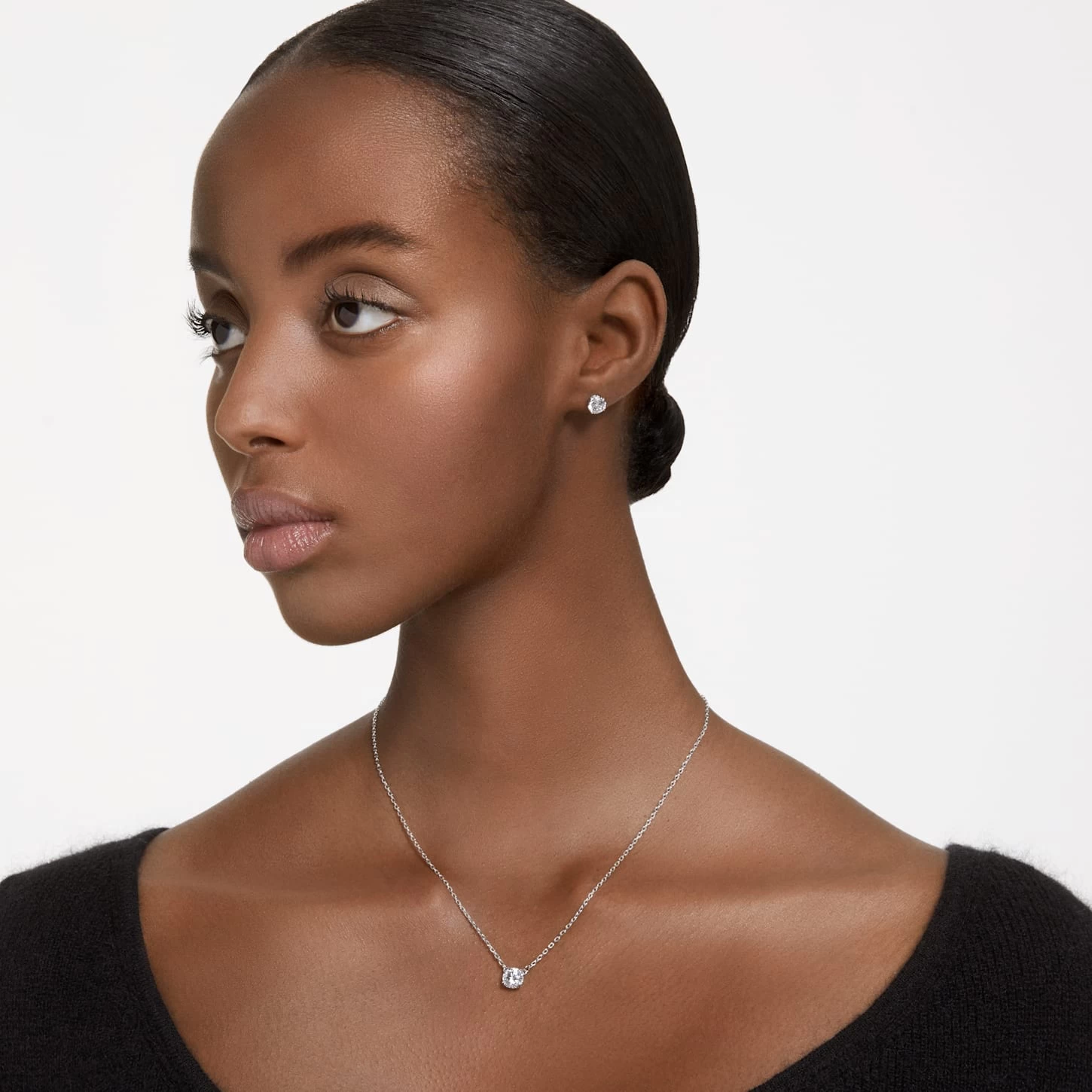 Swarovski Constella Set Round Cut, White, Rhodium Plated