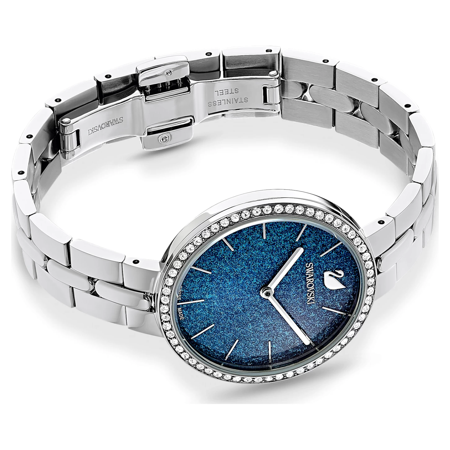 Swarovski Cosmopolitan Watch Swiss Made, Metal Bracelet, Blue, Stainless Steel - Image 4