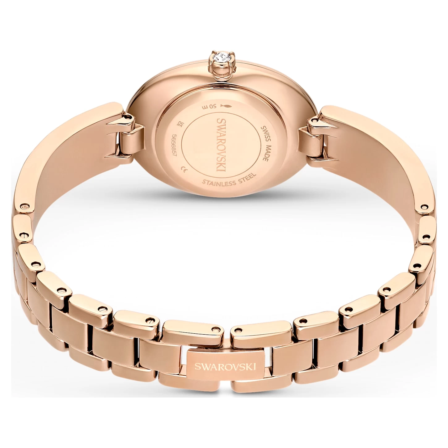 Swarovski Crystal Rock Oval Watch Swiss Made, Metal Bracelet, Black, Rose Gold-tone Finish - Image 4