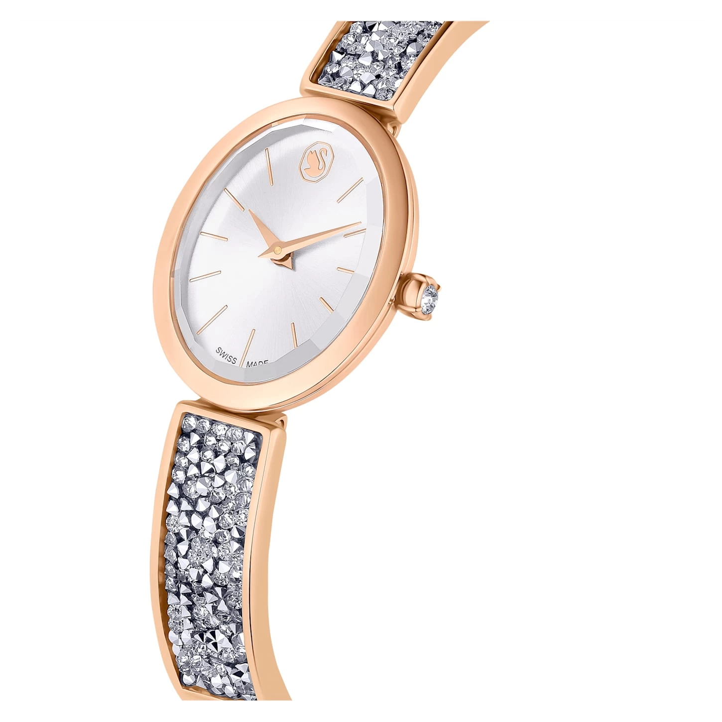 Swarovski Crystal Rock Oval Watch Swiss Made, Metal Bracelet, Rose Gold Tone, Rose Gold-tone Finish - Image 5
