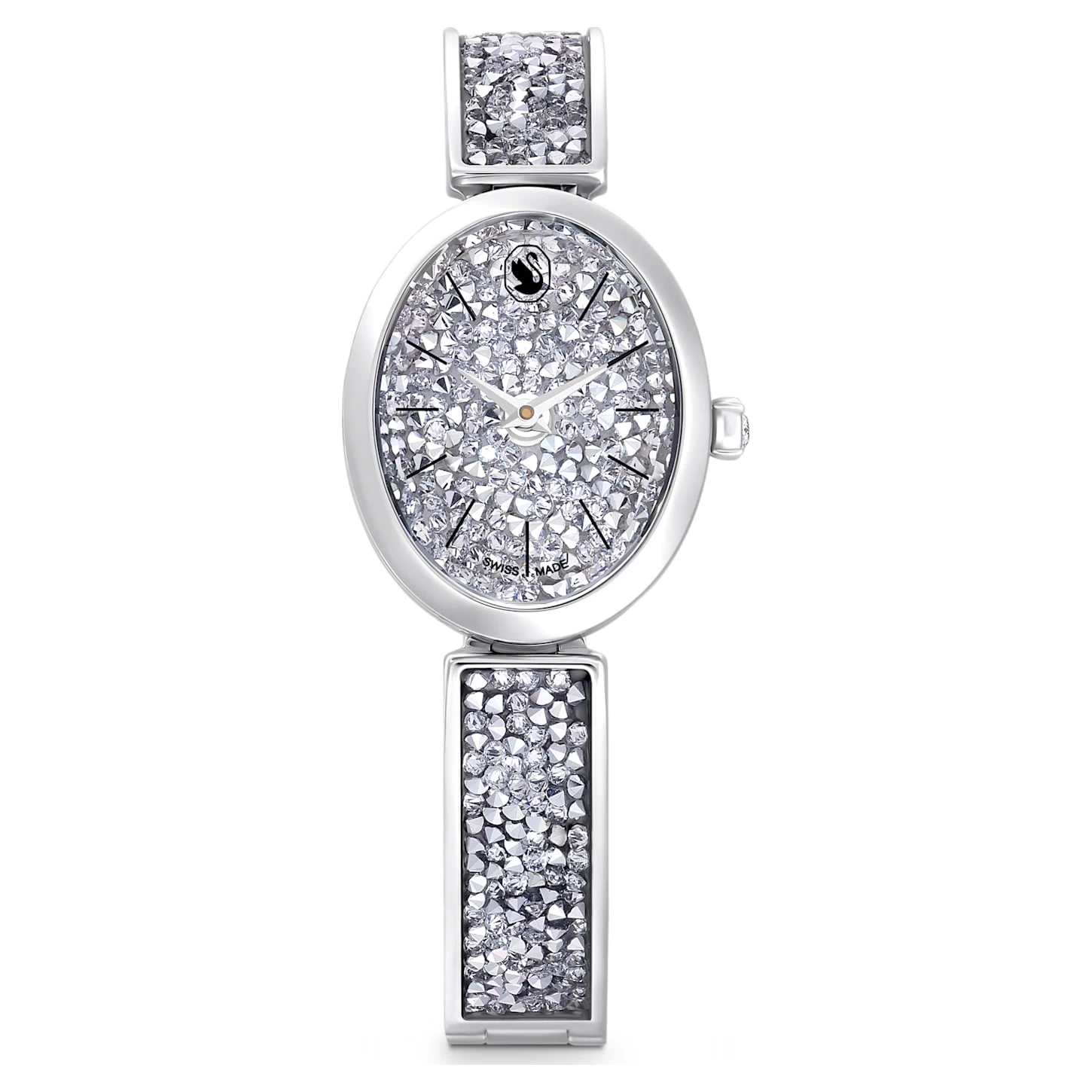 Swarovski Crystal Rock Oval Watch Swiss Made, Metal Bracelet, Silver Tone, Stainless Steel - Image 2