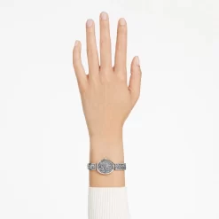 Swarovski Crystal Rock Oval Watch Swiss Made, Metal Bracelet, Silver Tone, Stainless Steel