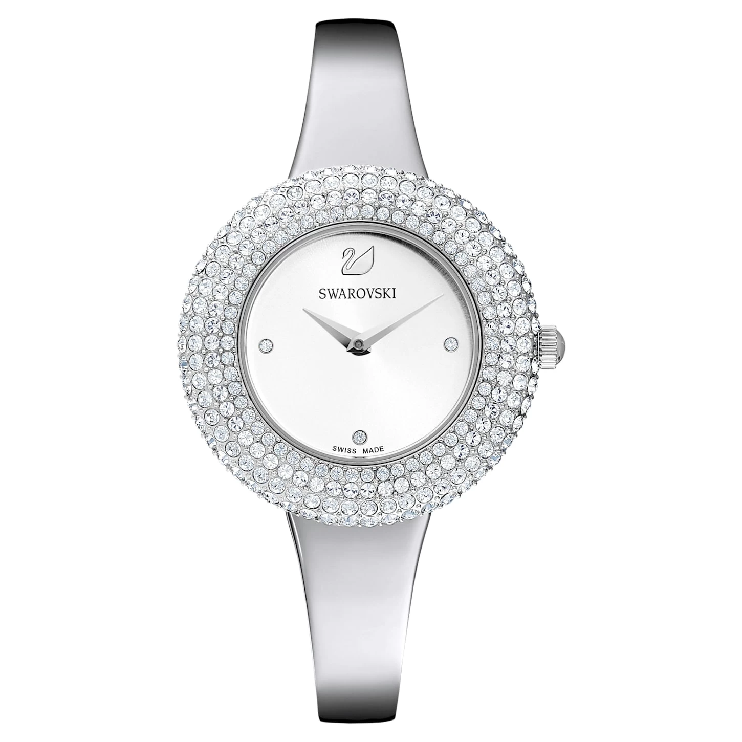 Swarovski Crystal Rose Watch Swiss Made, Metal Bracelet, Silver Tone, Stainless Steel - Image 2