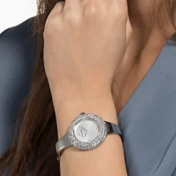 Swarovski Crystal Rose Watch Swiss Made, Metal Bracelet, Silver Tone, Stainless Steel