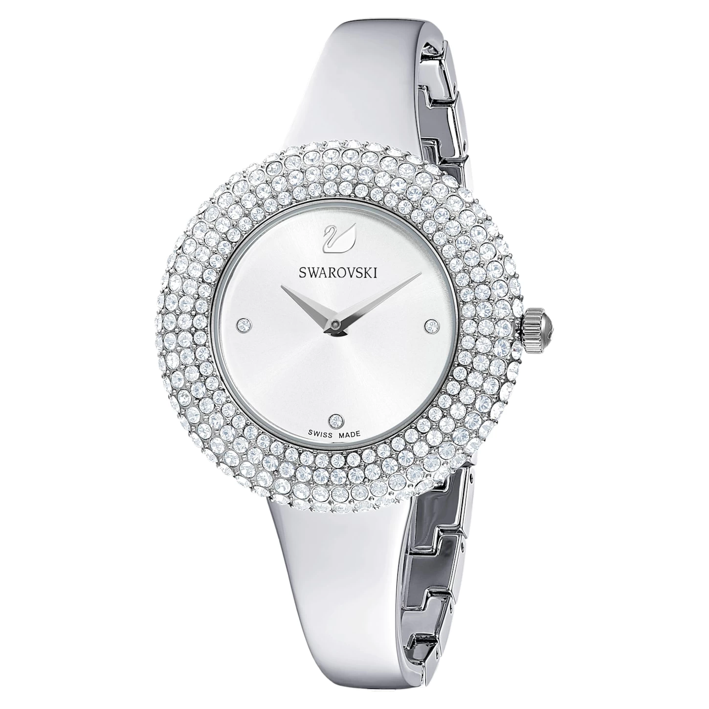 Swarovski Crystal Rose Watch Swiss Made, Metal Bracelet, Silver Tone, Stainless Steel - Image 6