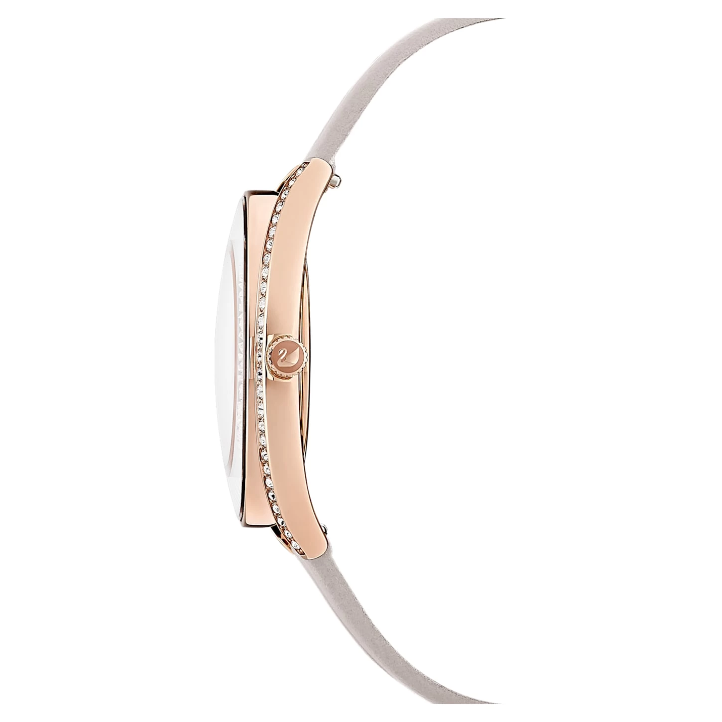 Swarovski Crystalline Aura Watch Swiss Made, Leather Strap, Gray, Rose Gold-tone Finish - Image 3