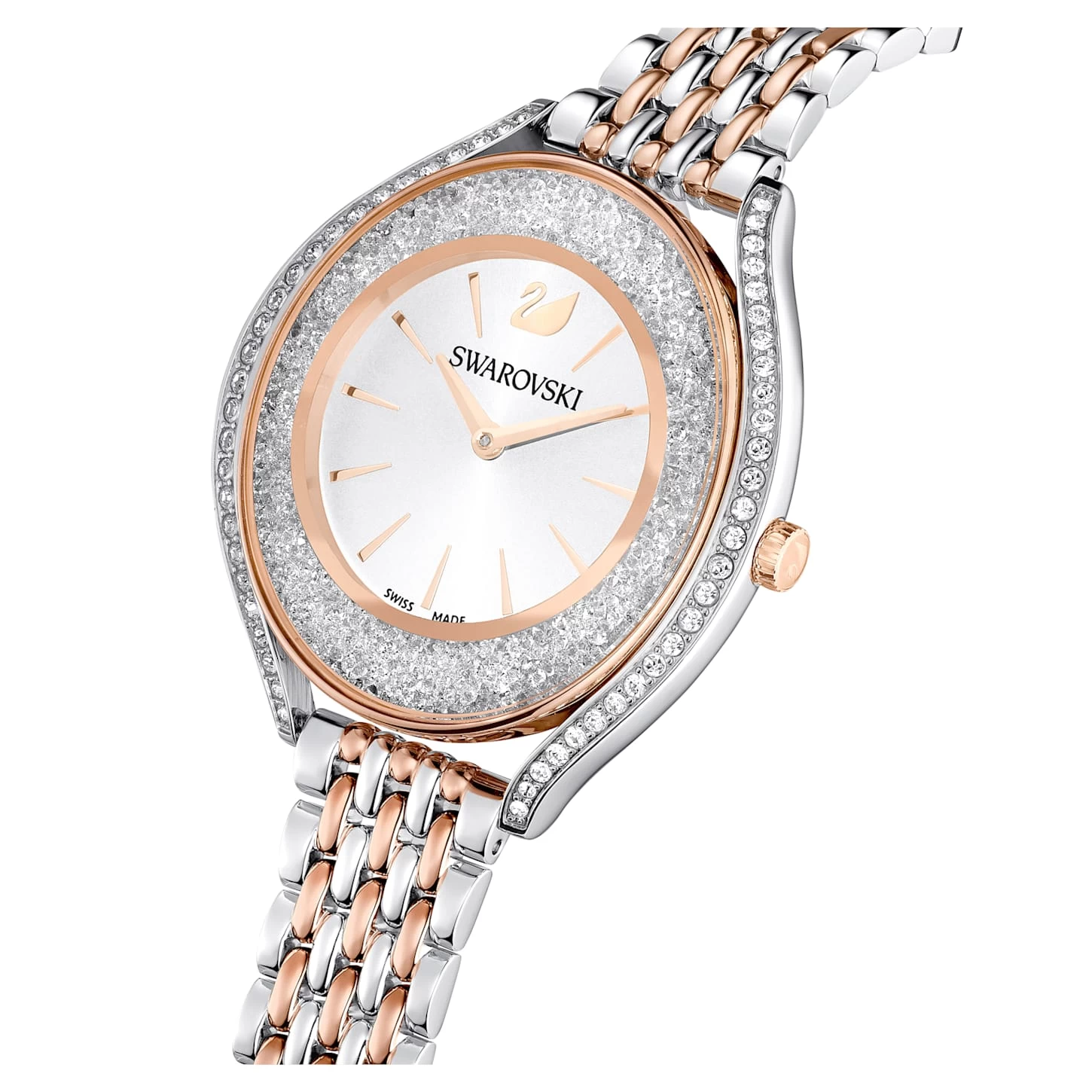 Swarovski Crystalline Aura Watch Swiss Made, Metal Bracelet, Rose Gold Tone, Mixed Metal Finish - Image 5