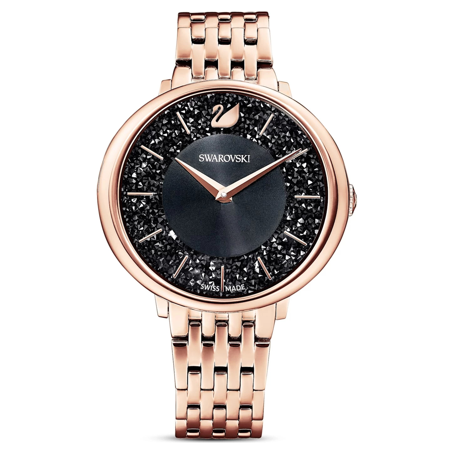 Swarovski Crystalline Chic Watch Swiss Made, Metal Bracelet, Black, Rose Gold-tone Finish - Image 2