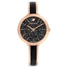 Swarovski Crystalline Delight Watch Swiss Made, Metal Bracelet, Black, Rose Gold-tone Finish
