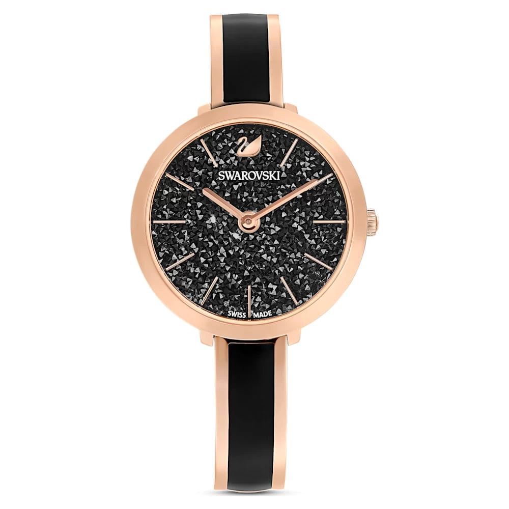 Swarovski Crystalline Delight Watch Swiss Made, Metal Bracelet, Black, Rose Gold-tone Finish - Image 5