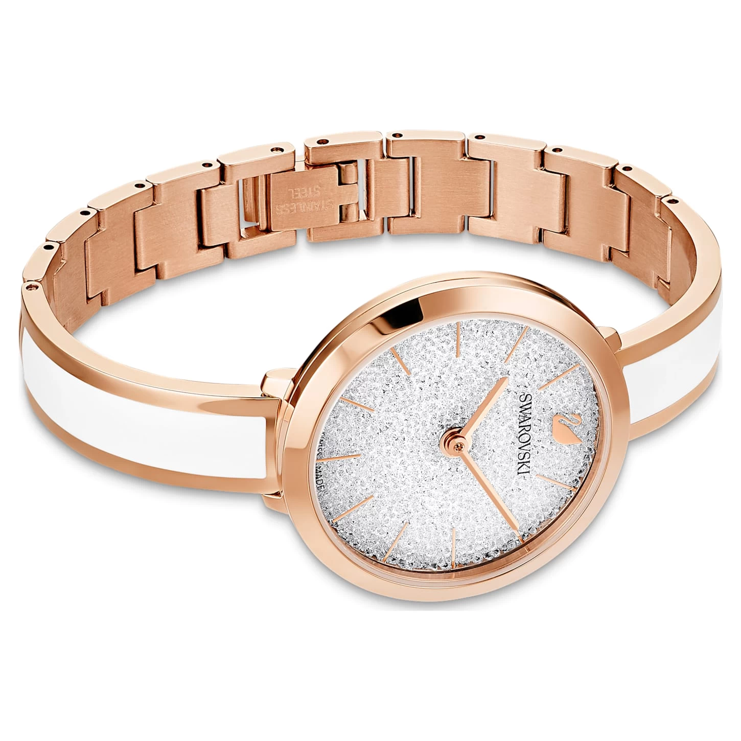 Swarovski Crystalline Delight Watch Swiss Made, Metal Bracelet, White, Rose Gold-tone Finish - Image 3