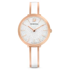 Swarovski Crystalline Delight Watch Swiss Made, Metal Bracelet, White, Rose Gold-tone Finish
