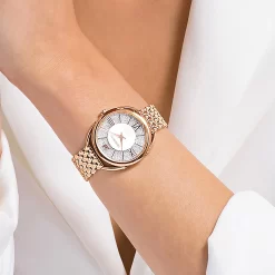Swarovski Crystalline Glam Watch Swiss Made, Metal Bracelet, Rose Gold Tone, Rose Gold-tone Finish