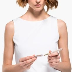 Swarovski Crystalline Gloss Ballpoint Pen Rose Gold Tone, Pink Lacquered, Rose Gold-tone Plated