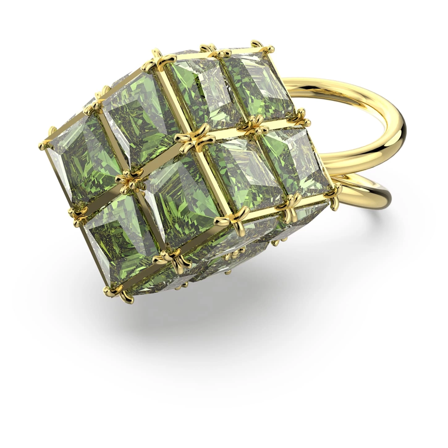 Swarovski Curiosa Cocktail Ring Square Cut, Green, Gold-tone Plated - Image 2