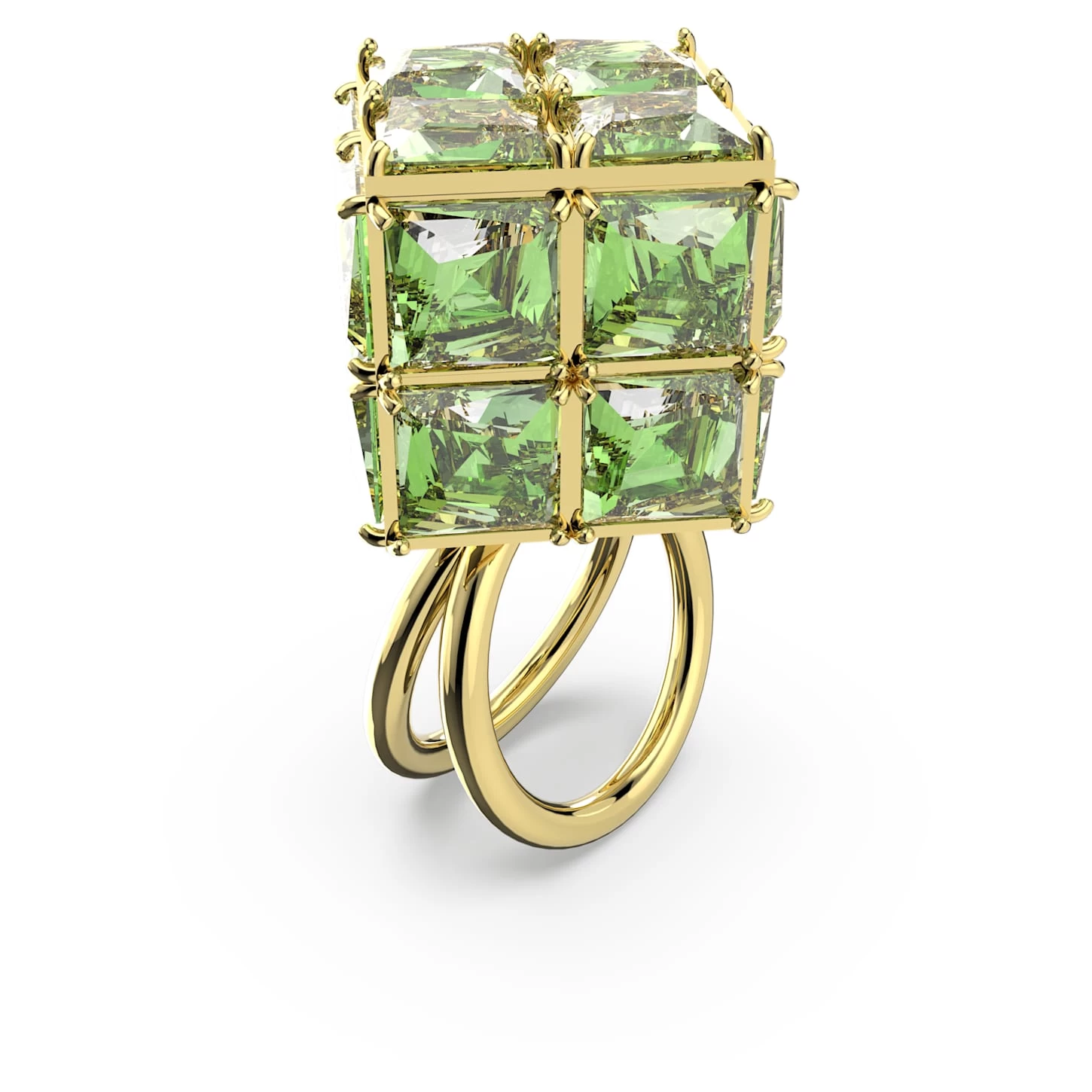 Swarovski Curiosa Cocktail Ring Square Cut, Green, Gold-tone Plated - Image 3