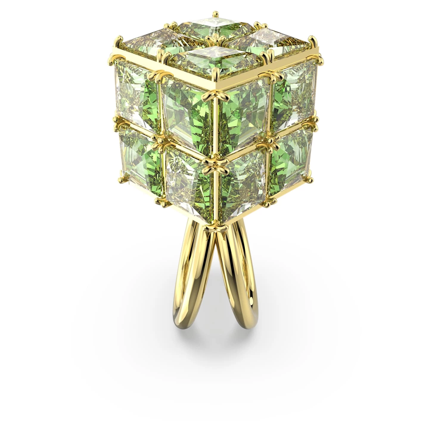 Swarovski Curiosa Cocktail Ring Square Cut, Green, Gold-tone Plated - Image 4