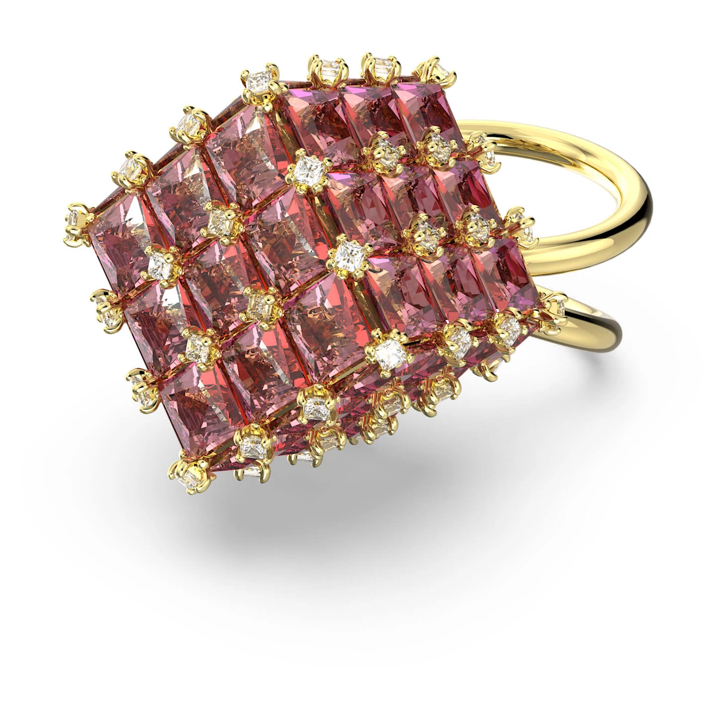 Swarovski Curiosa Cocktail Ring Square Cut, Orange, Gold-tone Plated - Image 2