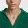 Swarovski Dellium Necklace Round Shape, Bamboo, Green, Rhodium Plated