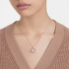 Swarovski Dellium Necklace Round Shape, Bamboo, White, Rose Gold-tone Plated