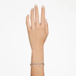 Swarovski Dextera Bracelet Mixed Cuts, White, Rhodium Plated