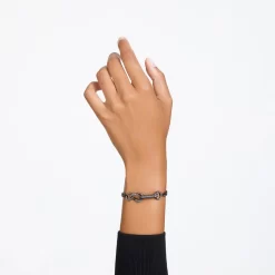 Swarovski Dextera Bracelet Pavé, Mixed Links, Black, Ruthenium Plated